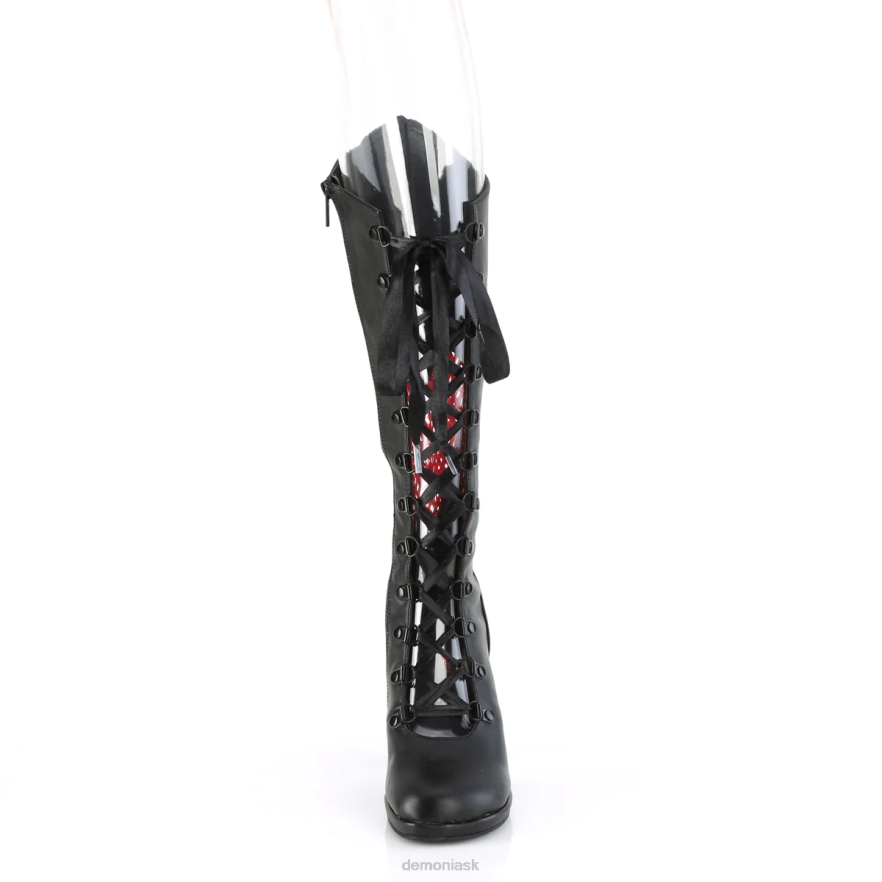 čierna vegánska koža-červený satén Demonia glam-243 P808276