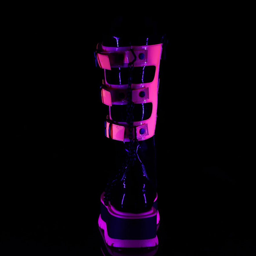 čierna patent-uv neónová ružová Demonia lenivec-156 P808149