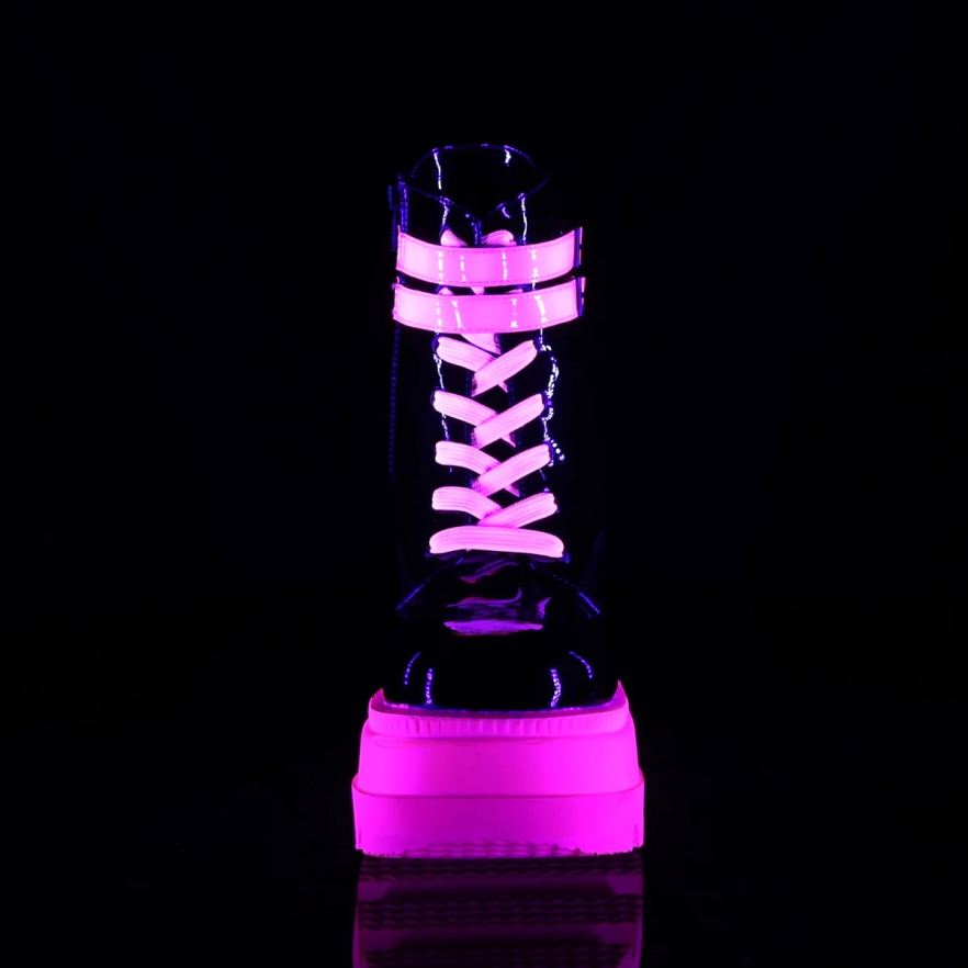 čierna patent-uv neónová ružová Demonia trepačka-52 P808130