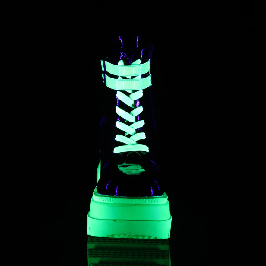 čierna patent-uv neónová zelená Demonia trepačka-52 P808128