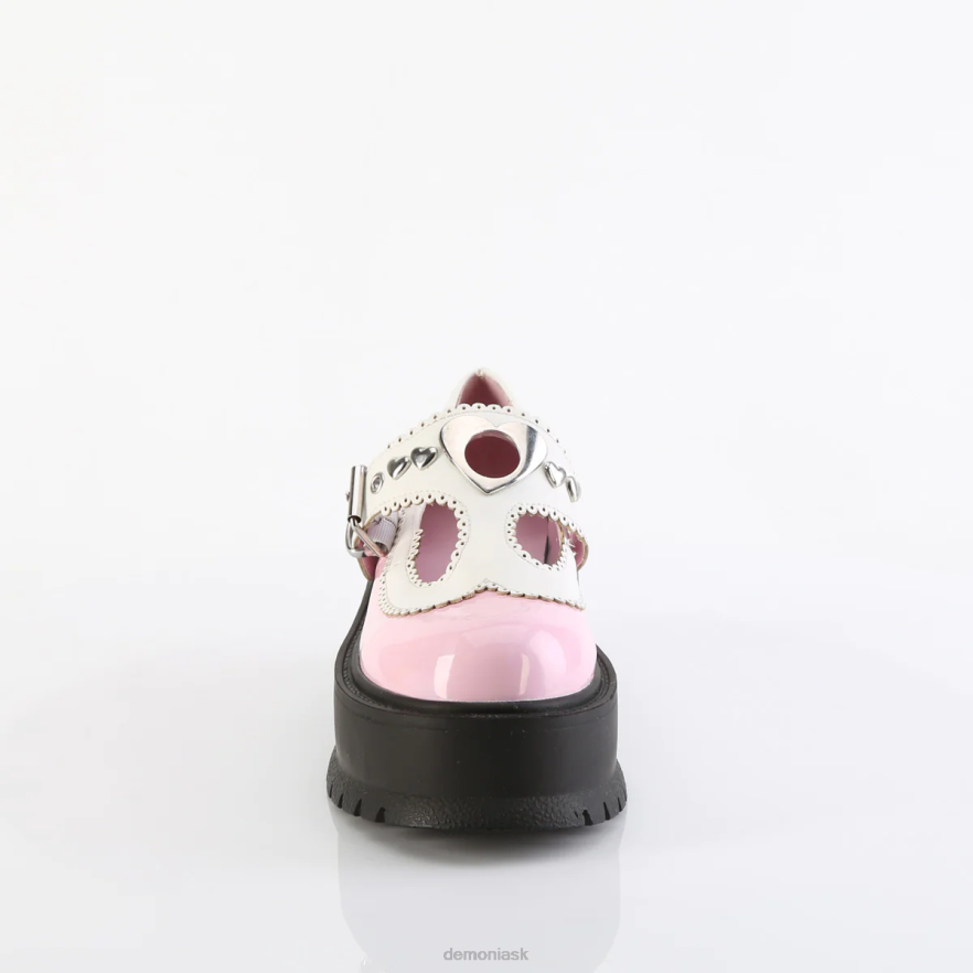 baby pink holo lakovaná-biela vegánska koža Demonia flákač-23 P808450