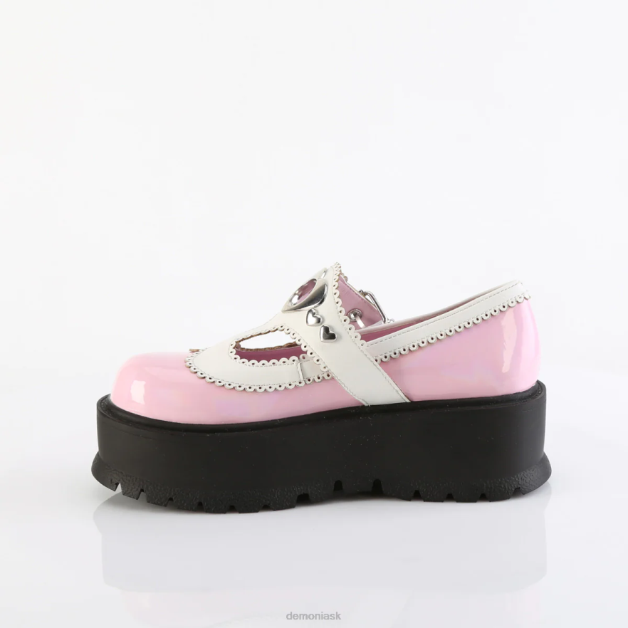 baby pink holo lakovaná-biela vegánska koža Demonia flákač-23 P808450