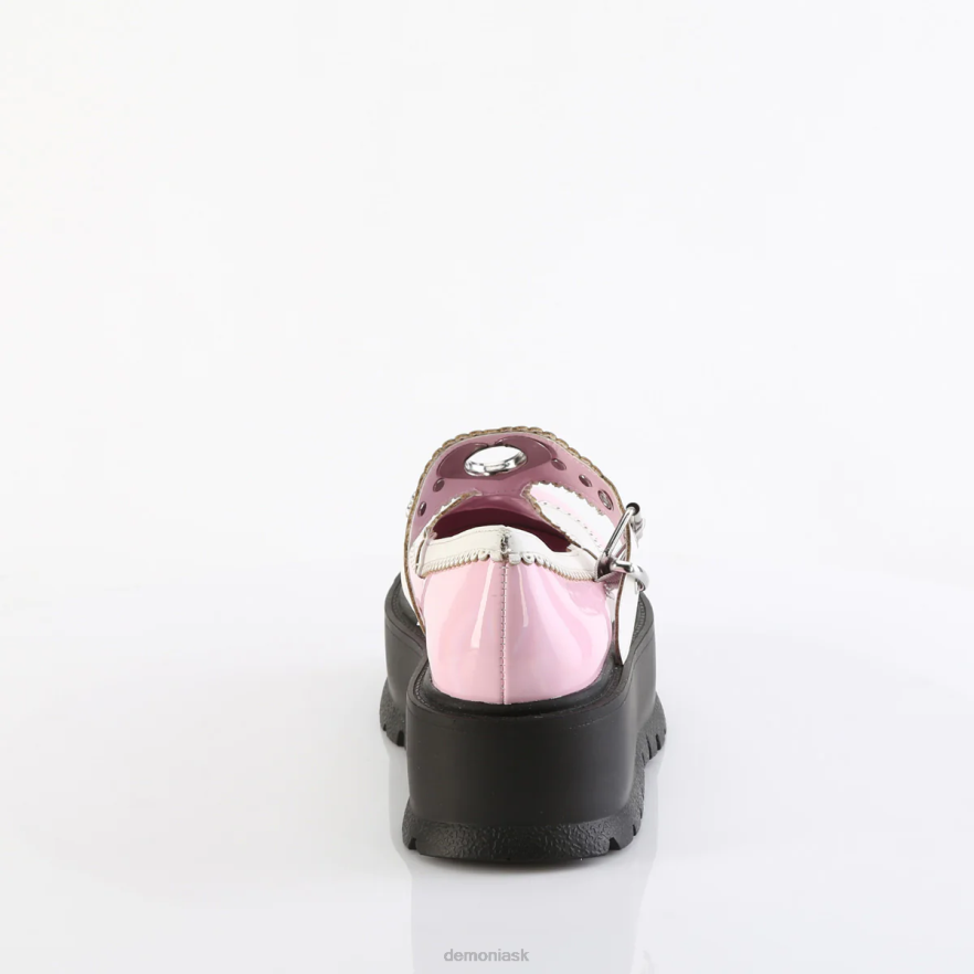 baby pink holo lakovaná-biela vegánska koža Demonia flákač-23 P808450