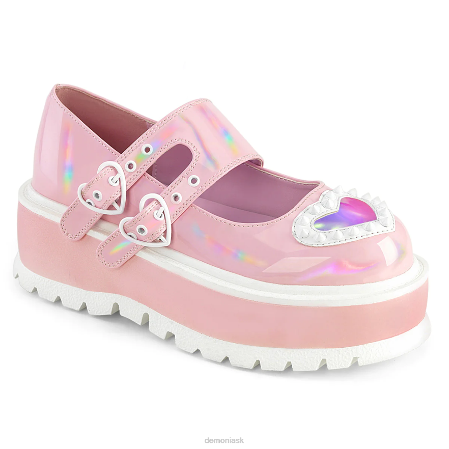baby pink holo patent Demonia flákač-25 P808451
