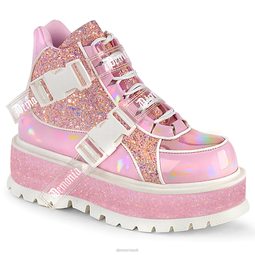 baby pink holografický patent-ružové multi trblietky Demonia lenivec-50 P808456