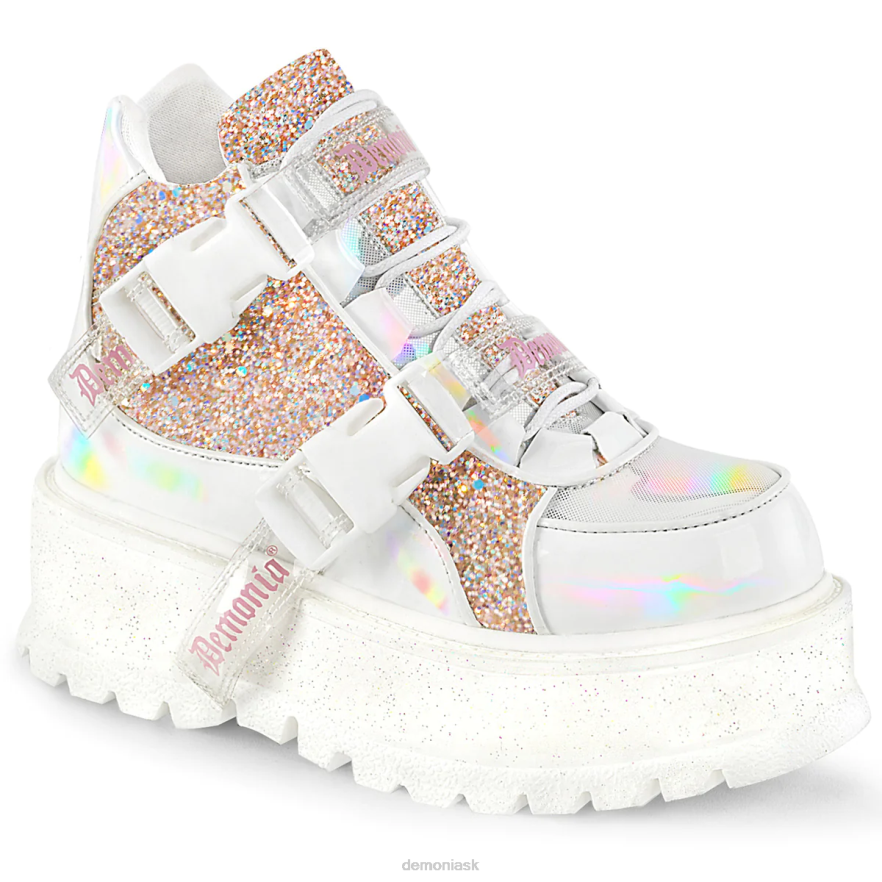 biely holografický patent-baby pink multi trblietky Demonia lenivec-50 P808457