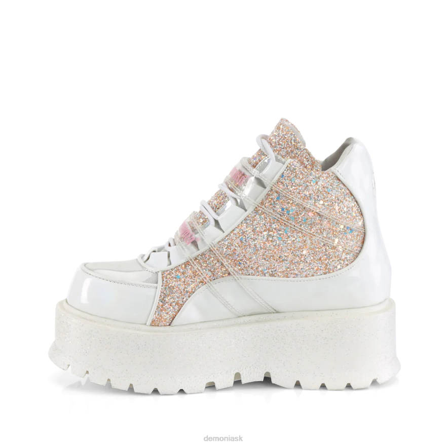 biely holografický patent-baby pink multi trblietky Demonia lenivec-50 P808457