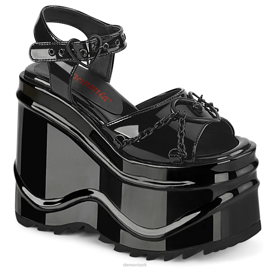 čierny patent Demonia vlna-09 P808509