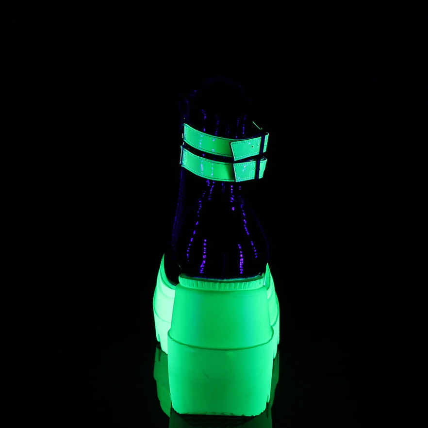 čierna patent-uv neónová zelená Demonia trepačka-52 P8081282