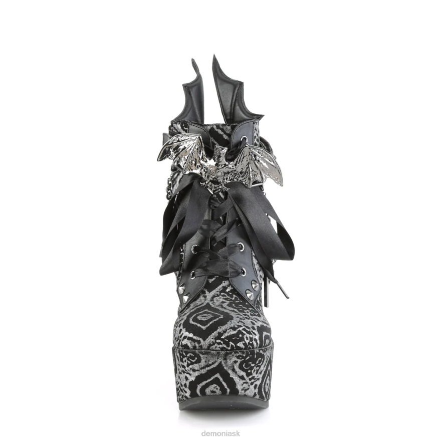 čierno-strieborná umelá nubuková koža Demonia jed-107 P8081230