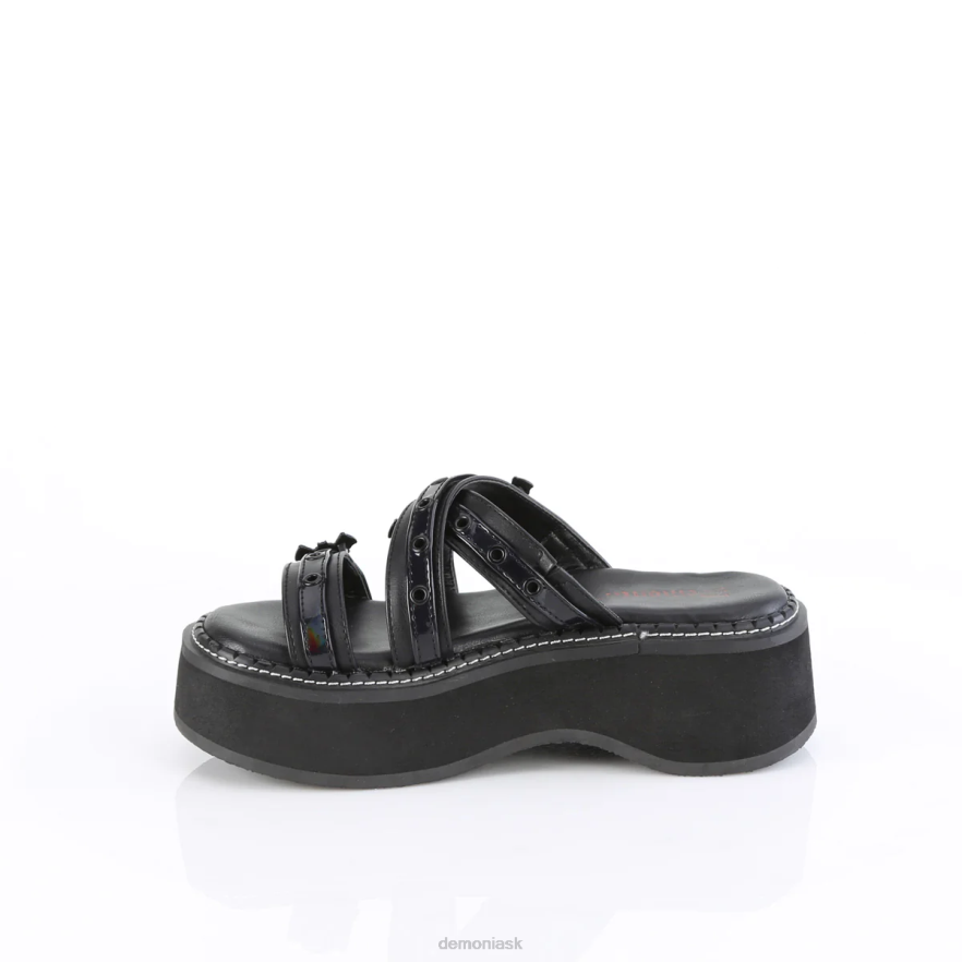 čierny vegánsky kožený-holový patent Demonia emily-07 P8081128